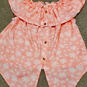 Floral over shoulder shirt